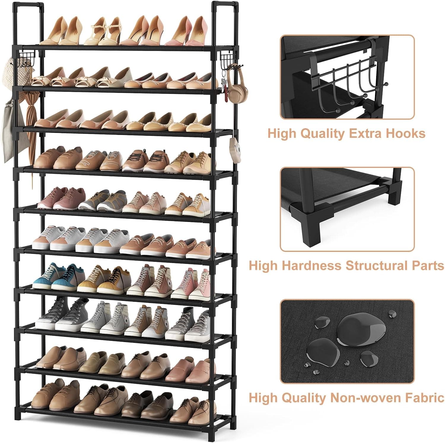 VTRIN 10-Tier Large Capacity Shoe Rack thumbnail 4
