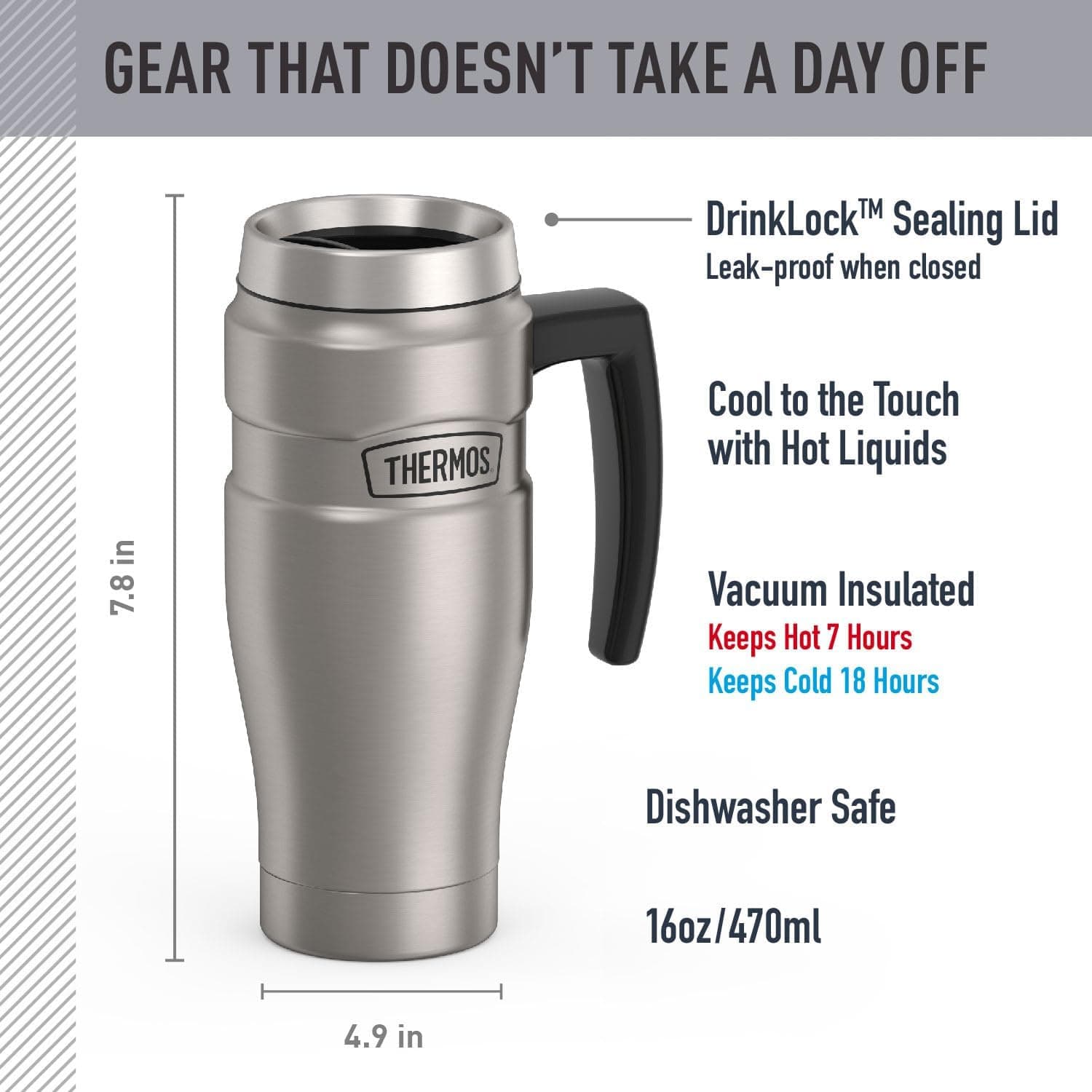 Thermos Stainless King Travel Mug (16 oz) thumbnail 2