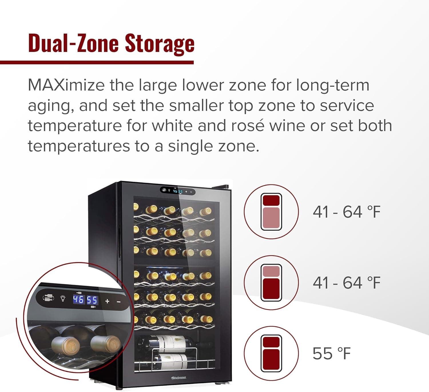 Wine Enthusiast 32-Bottle Dual Zone MAX Compressor Wine Cooler thumbnail 3