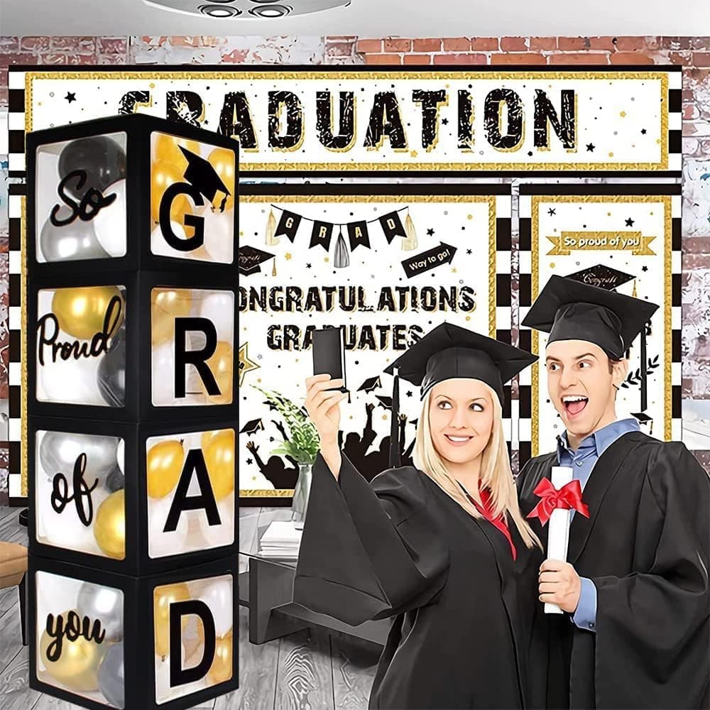 Graduation Balloon Boxes with GRAD Letters and 20 Balloons thumbnail 2