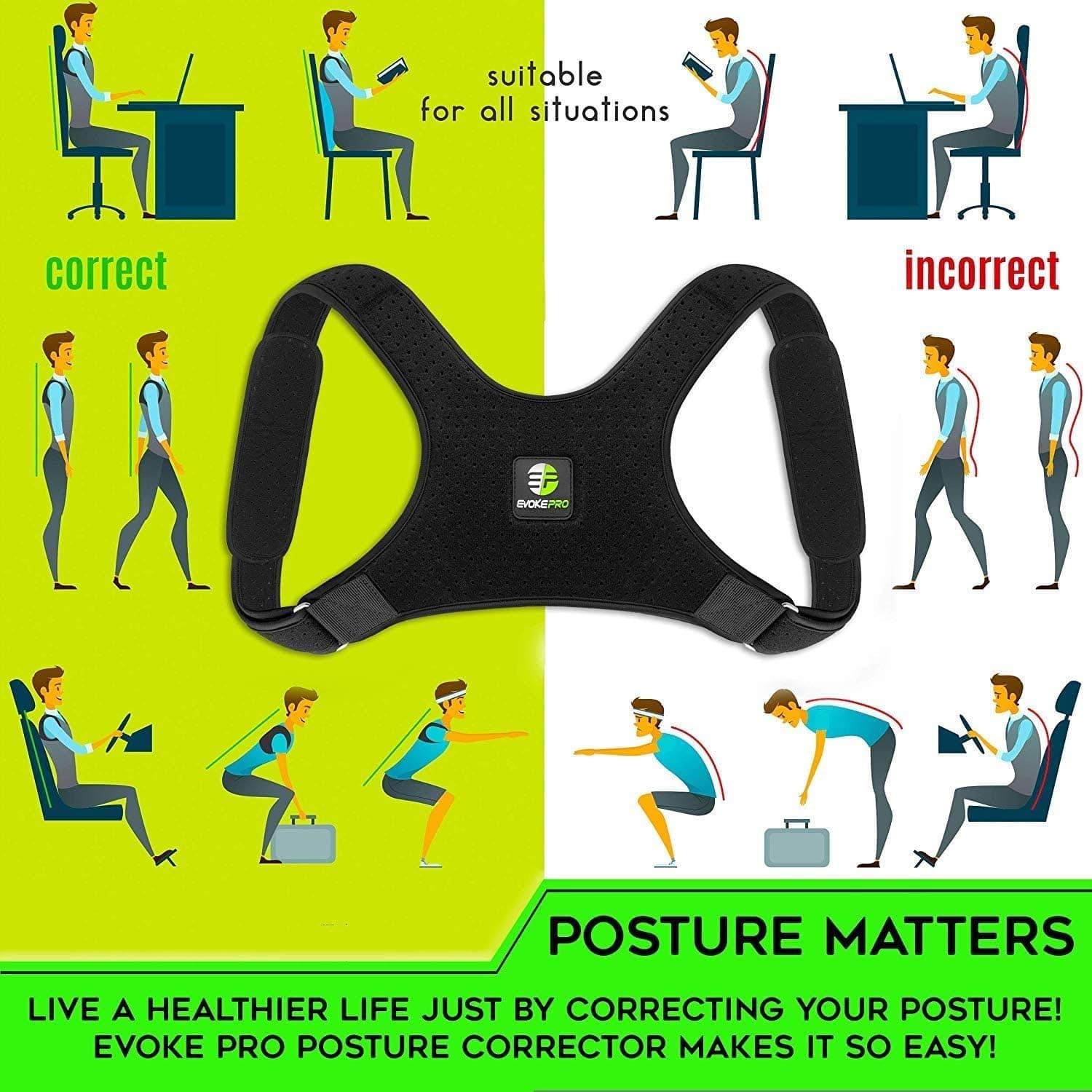 Evoke Pro Back Posture Corrector with Resistance Band thumbnail 5