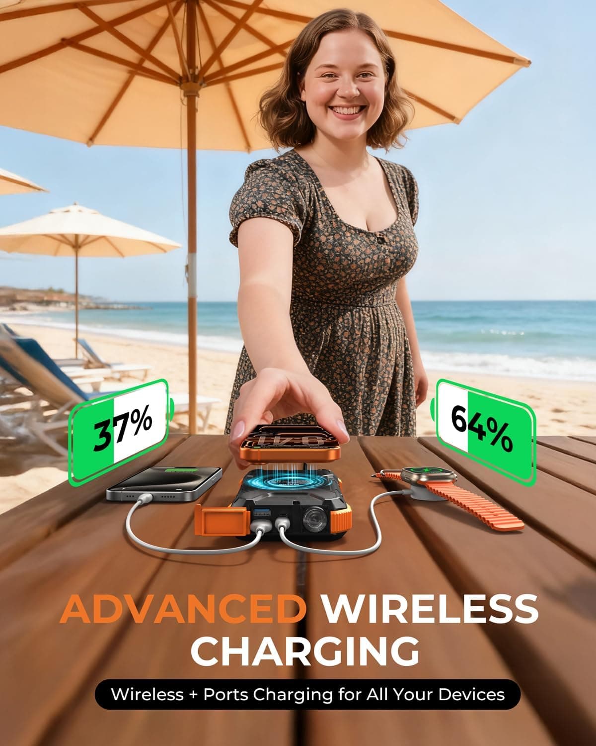 BLAVOR Solar Power Bank 20000mAh with Wireless Charging thumbnail 3