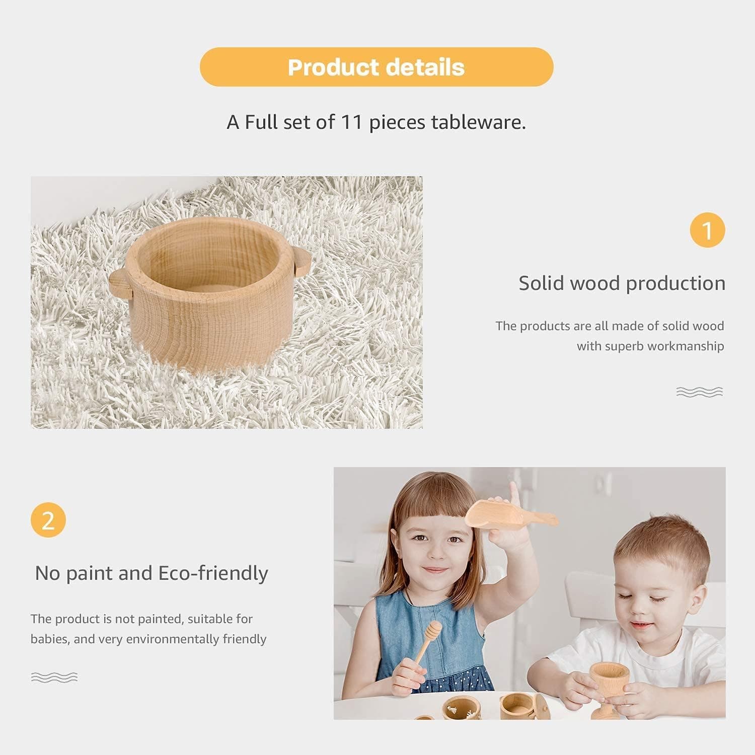 MONT PLEASANT Montessori Sensory Bin Toys (11-Piece Wooden Waldorf Set) thumbnail 4