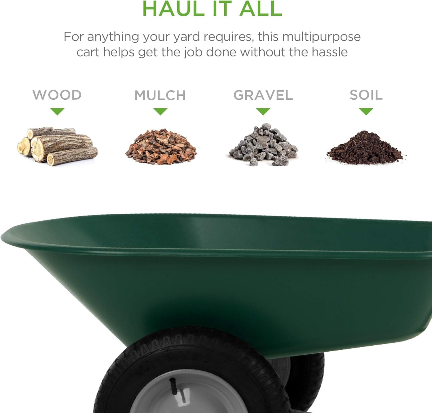 Best Choice Products Dual-Wheel Utility Yard Wheelbarrow Garden Cart thumbnail 2