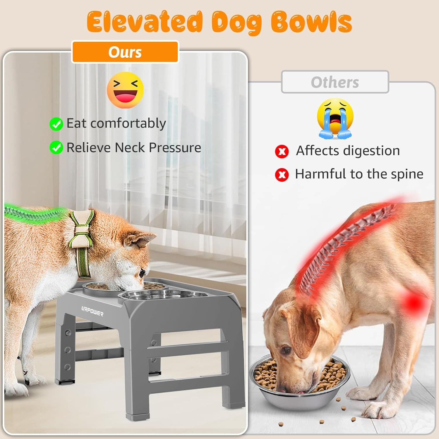 URPOWER Elevated Dog Bowls 4 Height Adjustable thumbnail 3