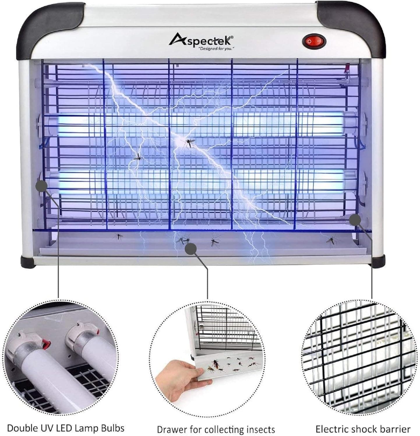 ASPECTEK 20W Indoor Bug Zapper with 2 Replacement Bulbs thumbnail 3