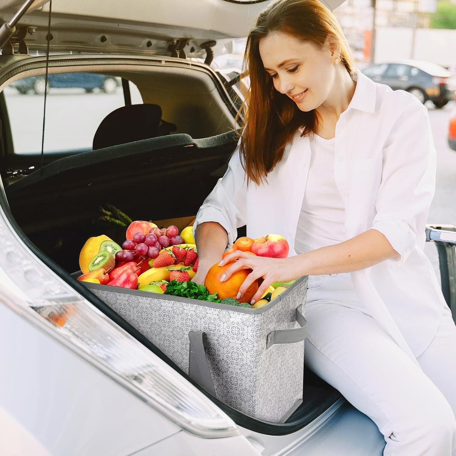 WISELIFE 3-Pack Reusable Grocery Bags Large Heavy Duty with Reinforced Bottom thumbnail 2