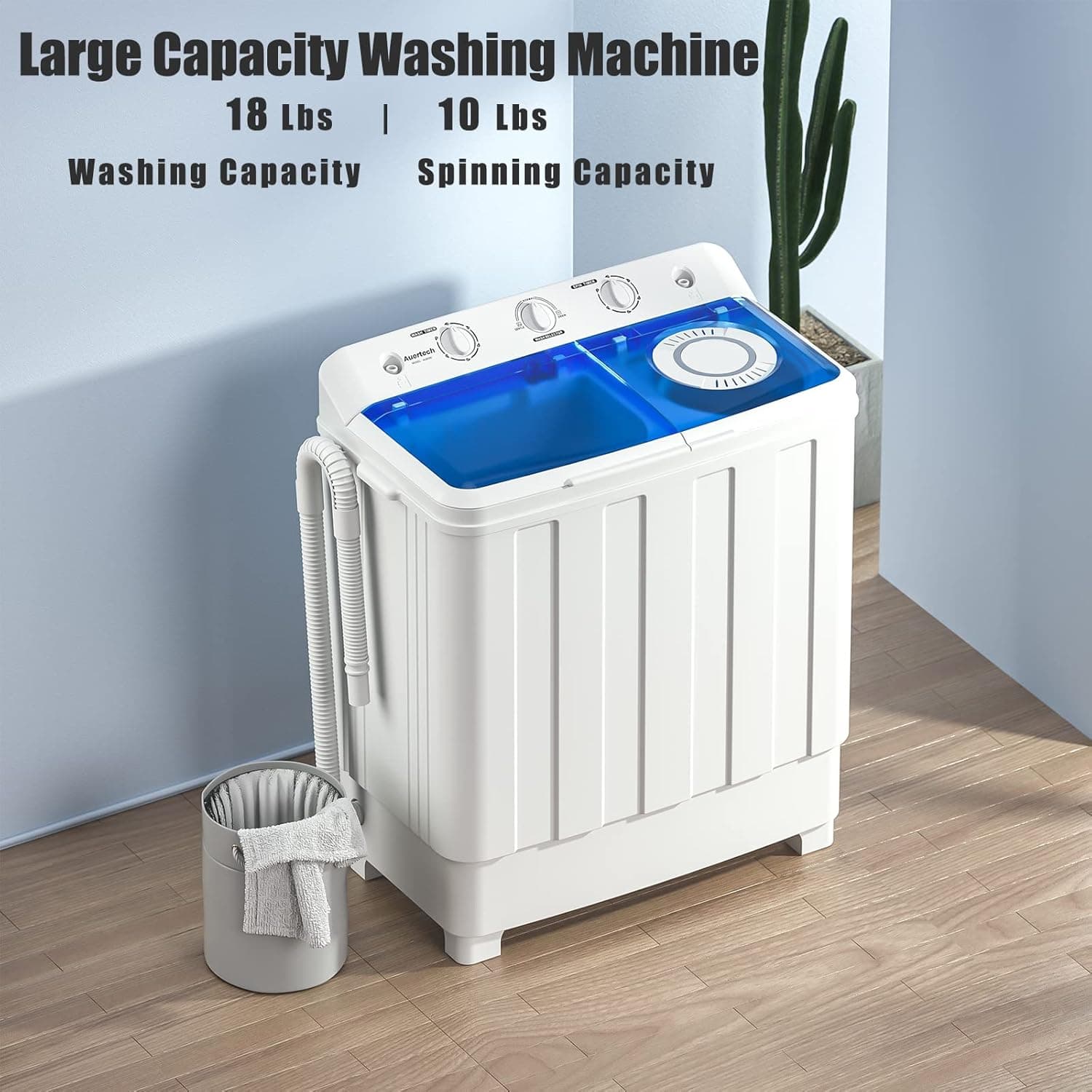 Auertech 28lbs Twin Tub Portable Washing Machine with Drain Pump thumbnail 5