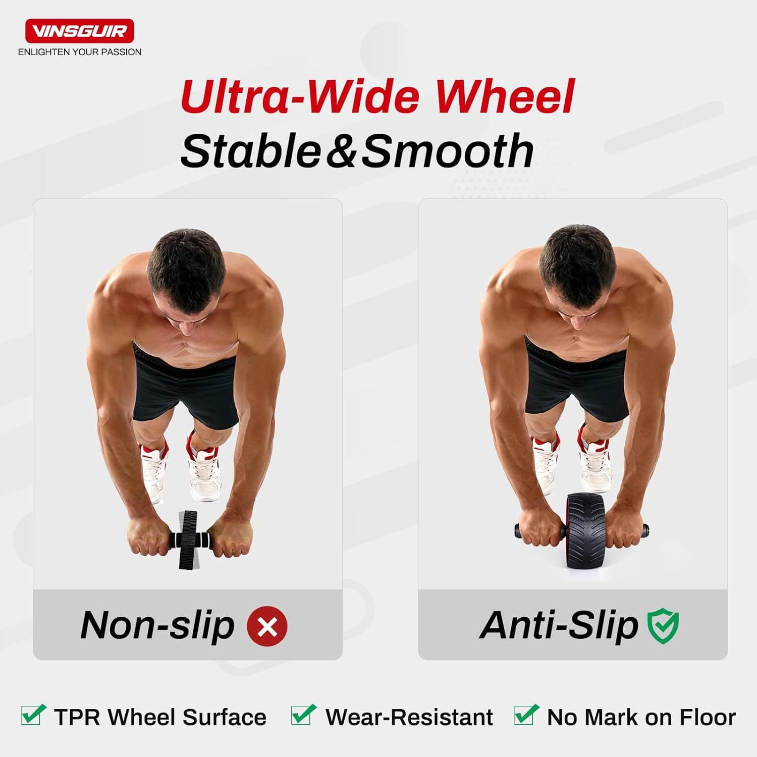 Vinsguir Ultra-Wide Ab Roller Wheel thumbnail 2