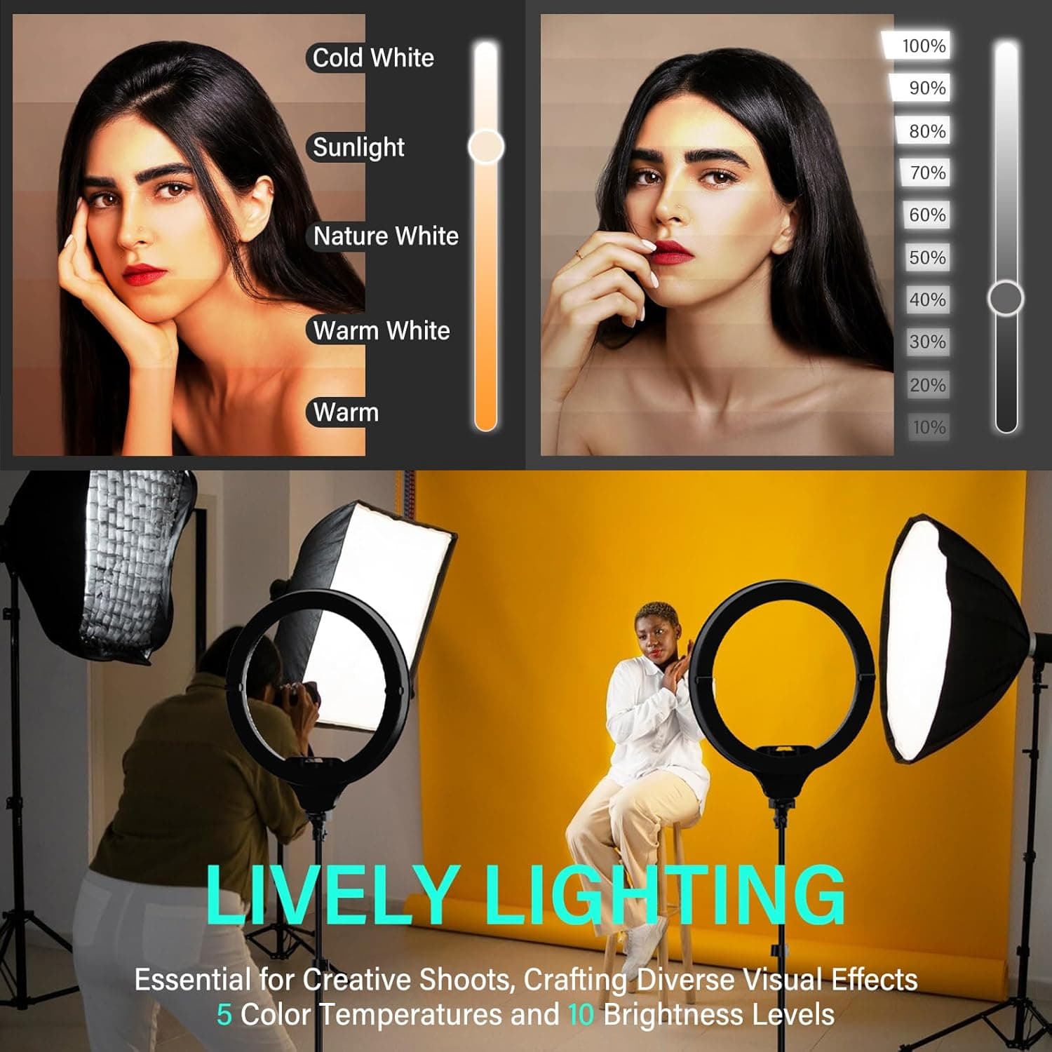 UBeesize 14-Inch Foldable Ring Light with Tripod thumbnail 3