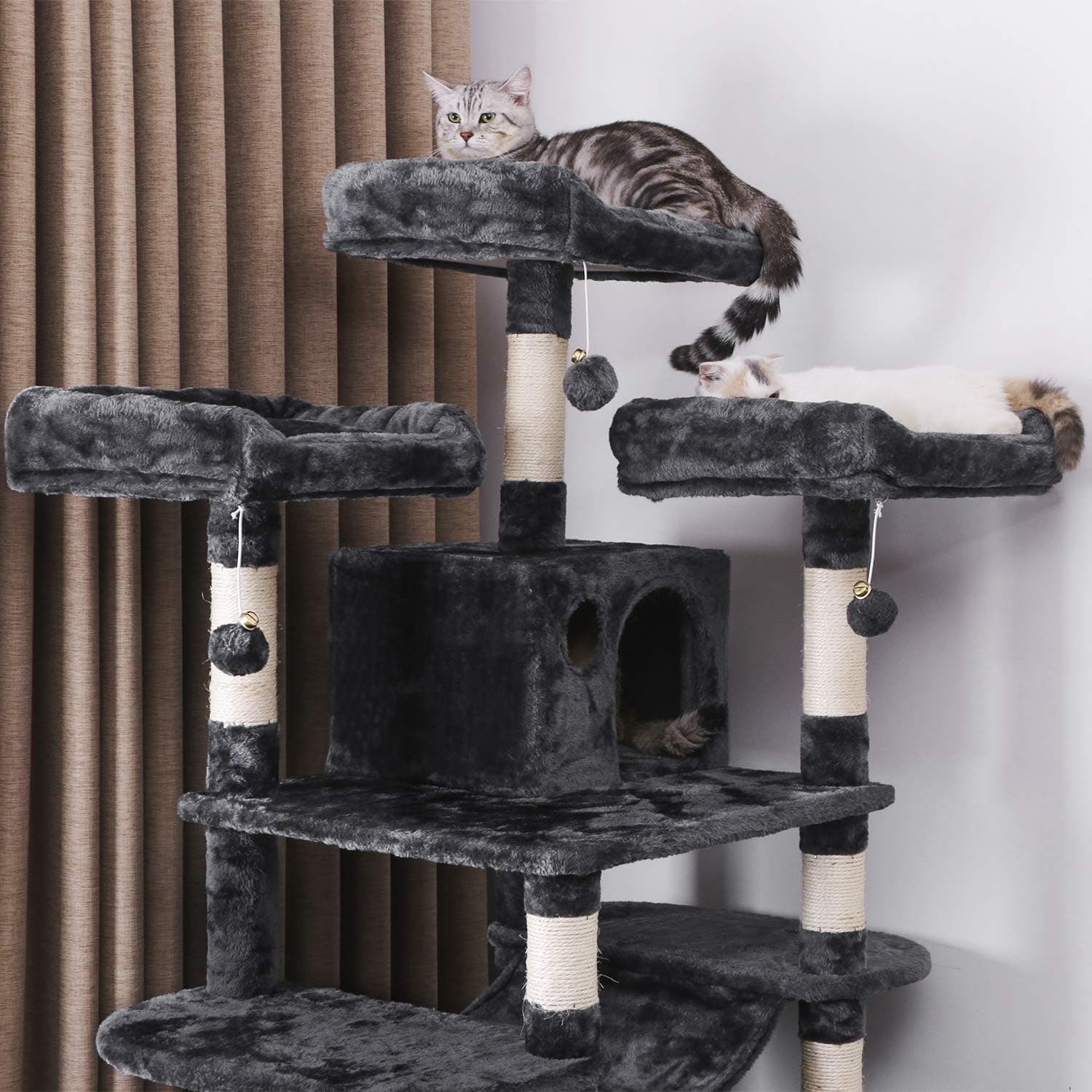 BEWISHOME Large Cat Tree Condo with Sisal Scratching Posts thumbnail 3