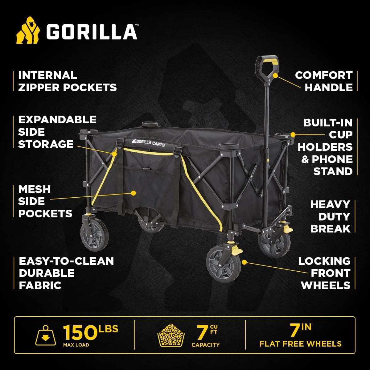 Gorilla Carts 7 Cu Ft Collapsible Folding Utility Wagon thumbnail 2