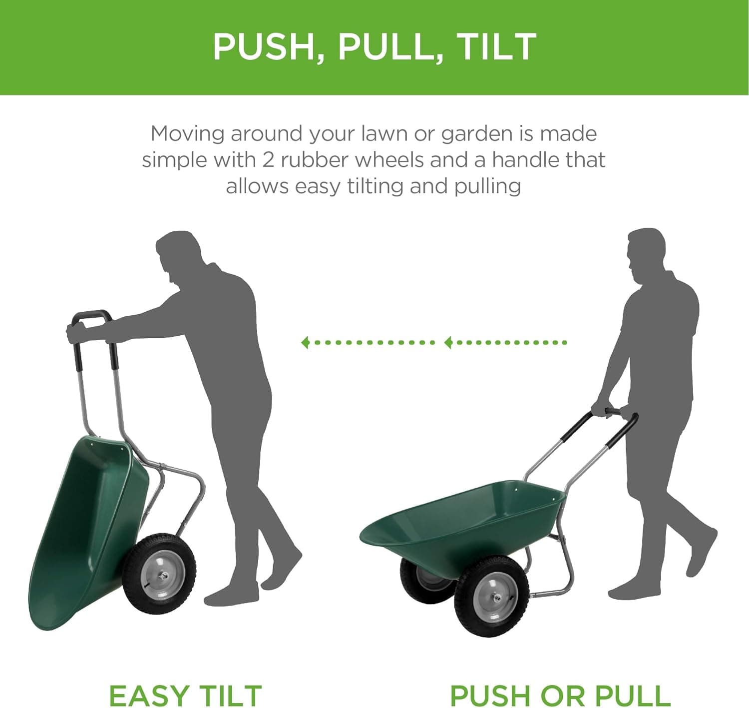 Best Choice Products Dual-Wheel Utility Yard Wheelbarrow Garden Cart thumbnail 4