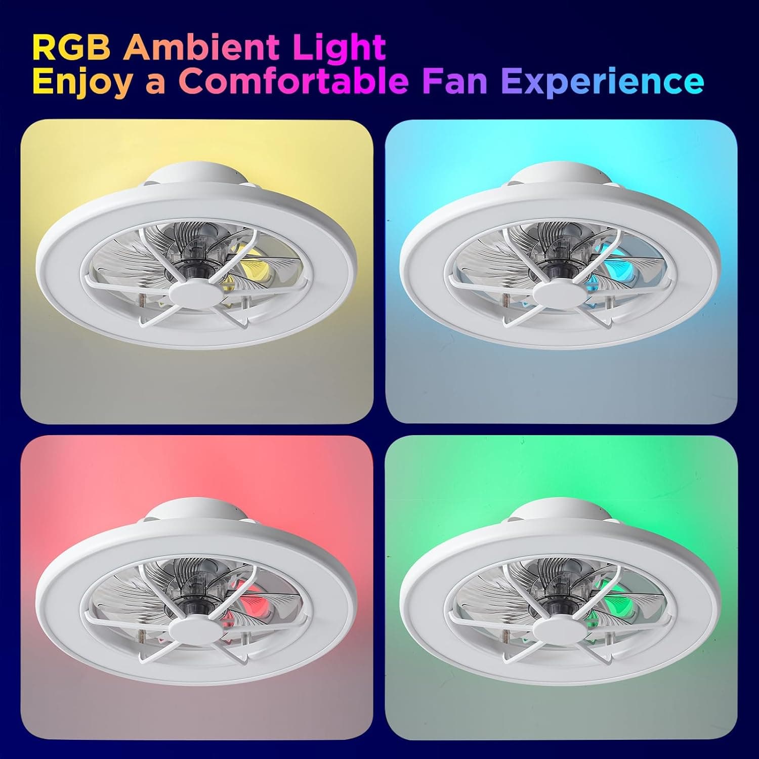 ocioc 18" Smart Low Profile Ceiling Fan with RGB Ambient Light thumbnail 2