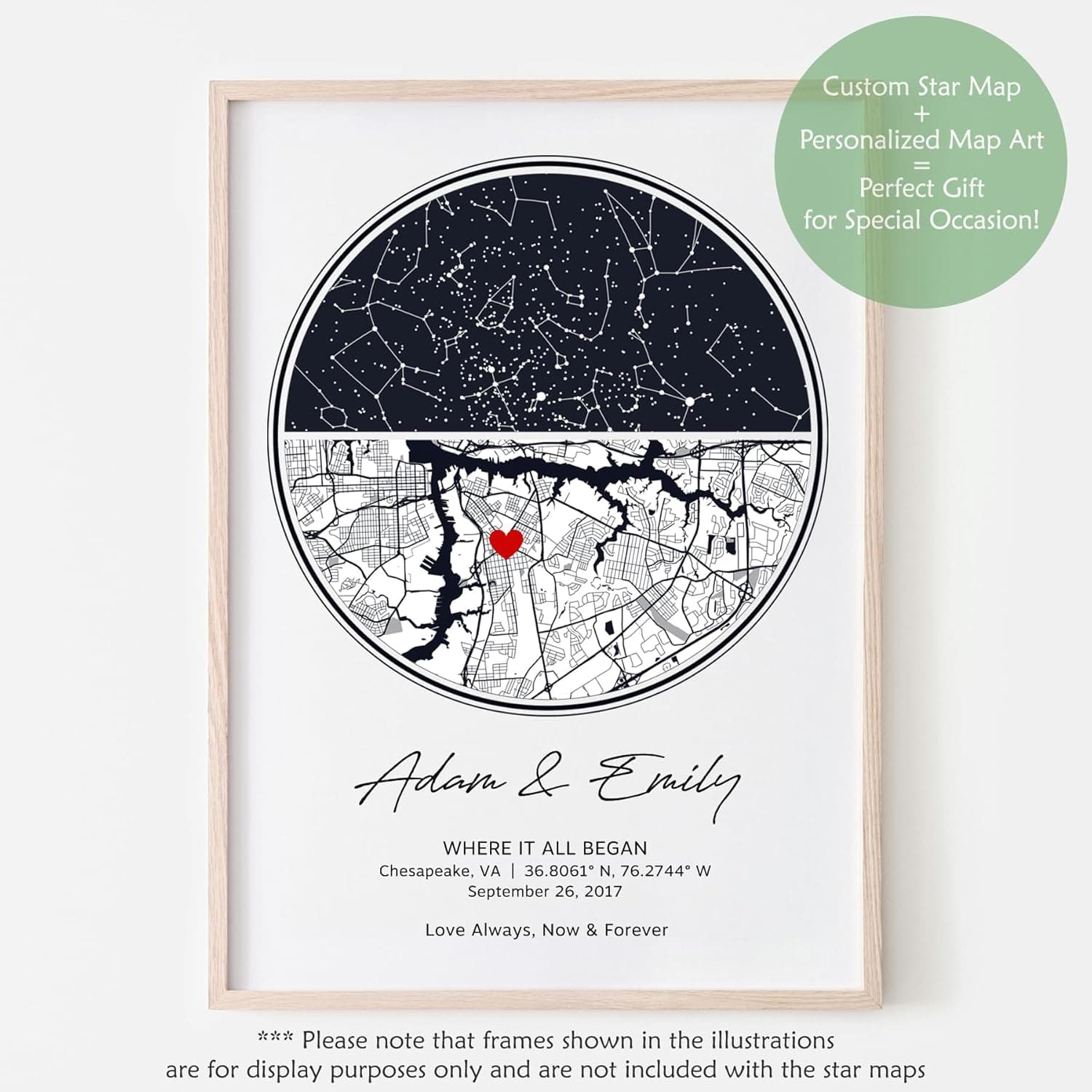Custom Star Map Print - Personalized Constellation Night Sky by Date Wall Art thumbnail 5