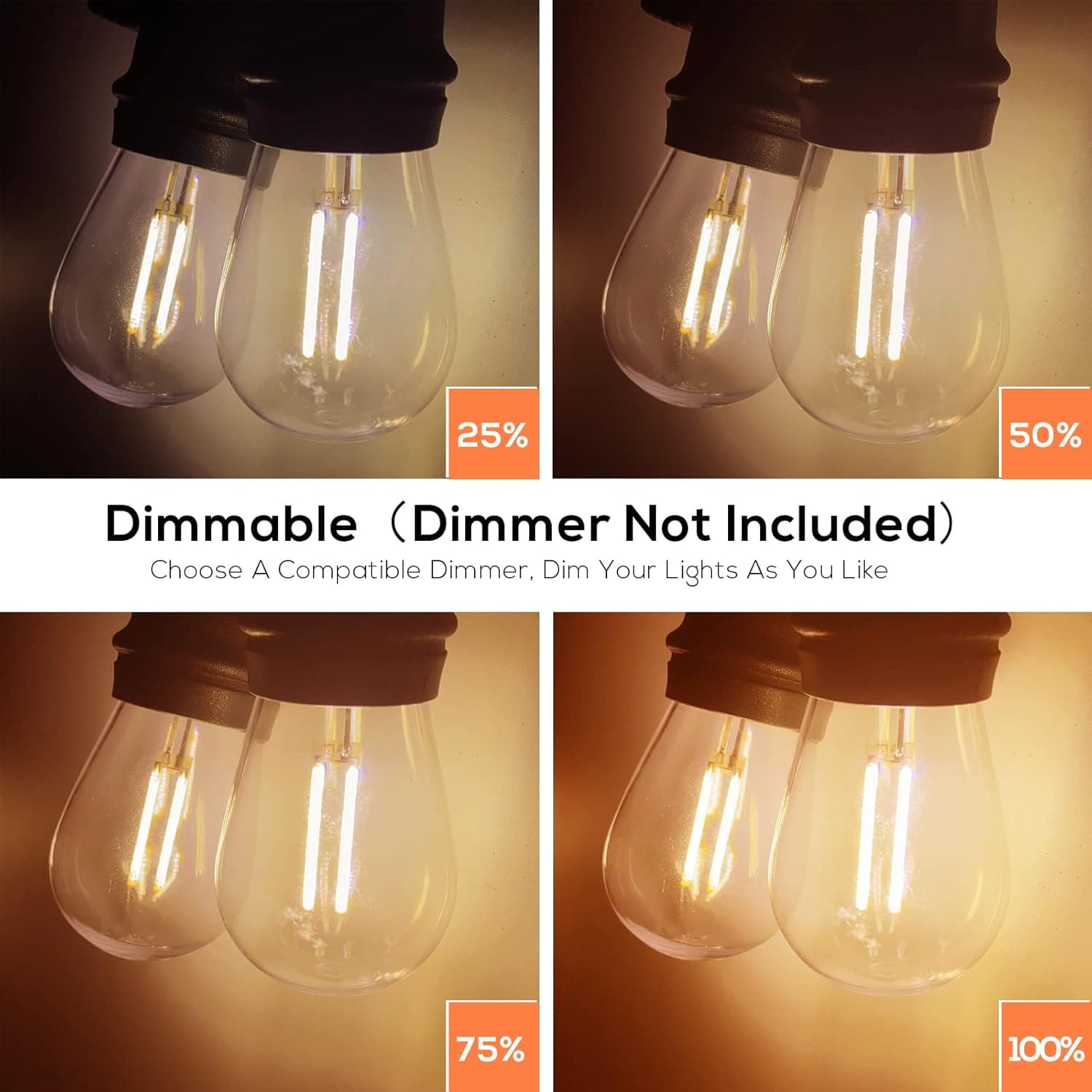 SUNTHIN 2 Pack 48ft Outdoor String Lights with 2W LED Bulbs thumbnail 5