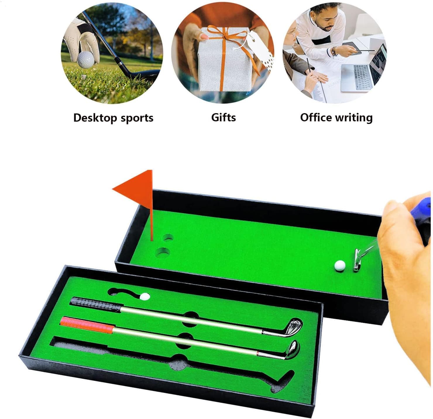 Golf Pen Set & Mini Desktop Golf Putting Green Game thumbnail 2