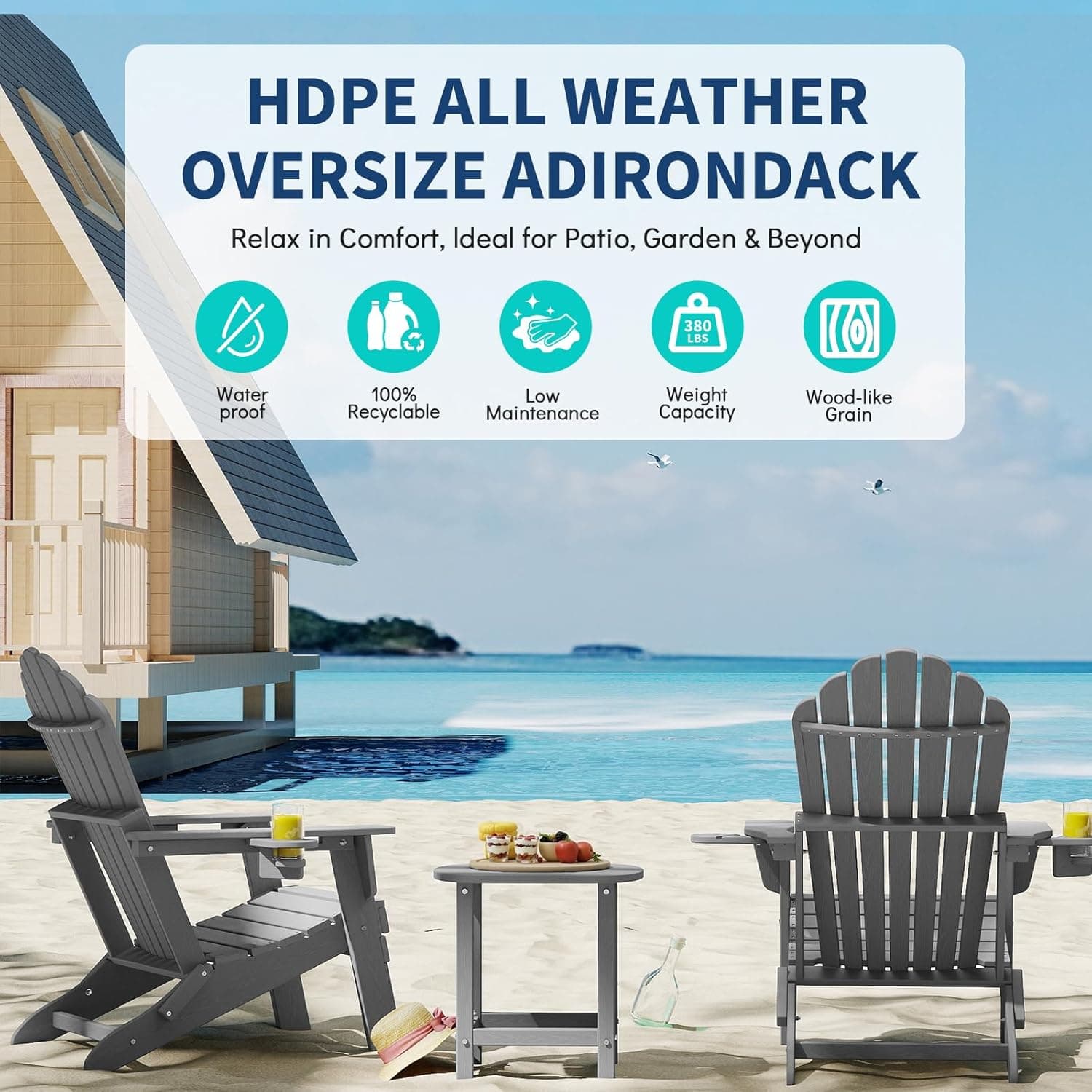 Plawdlik Oversized Folding Adirondack Chair thumbnail 5