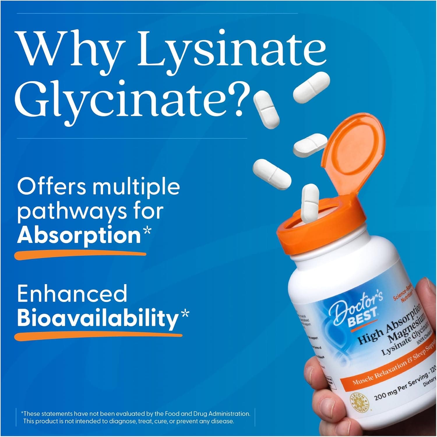 Doctor's Best High Absorption Magnesium Glycinate Lysinate, 200mg, 240 Tablets thumbnail 4