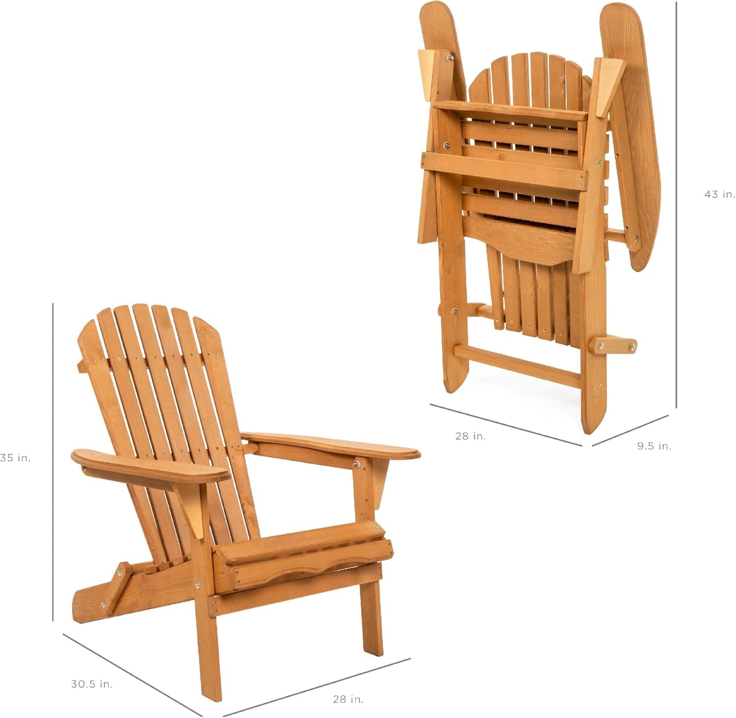 Best Choice Products Folding Wooden Adirondack Chair thumbnail 2