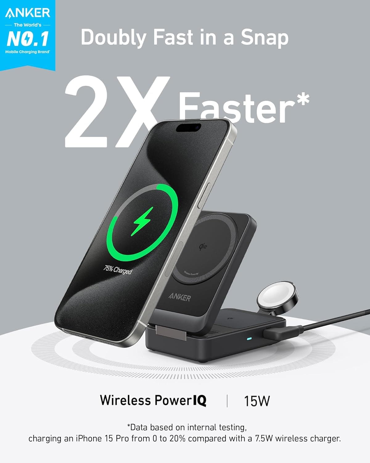 Anker MagGo 3-in-1 Wireless Charging Station (Foldable Pad) thumbnail 2