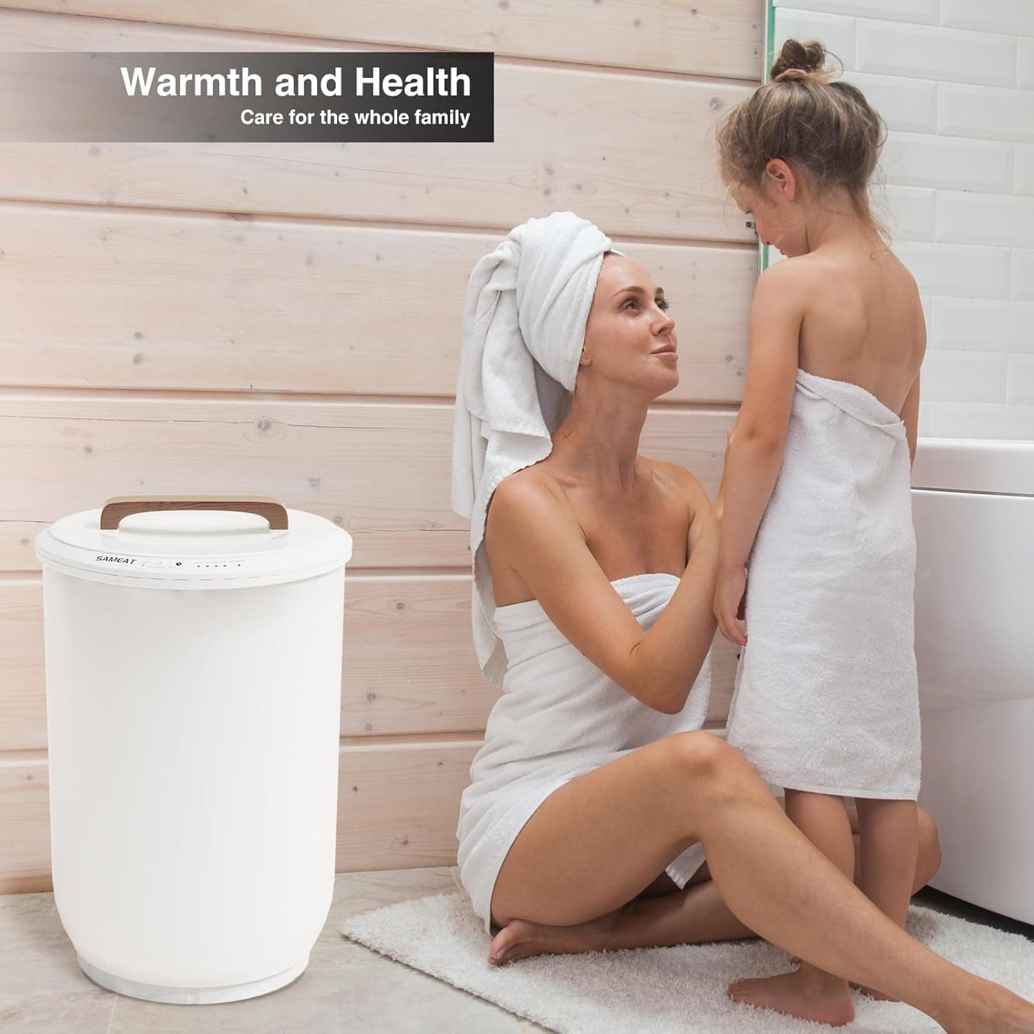 SAMEAT Heated Towel Warmer Bucket with Wood Handle thumbnail 3