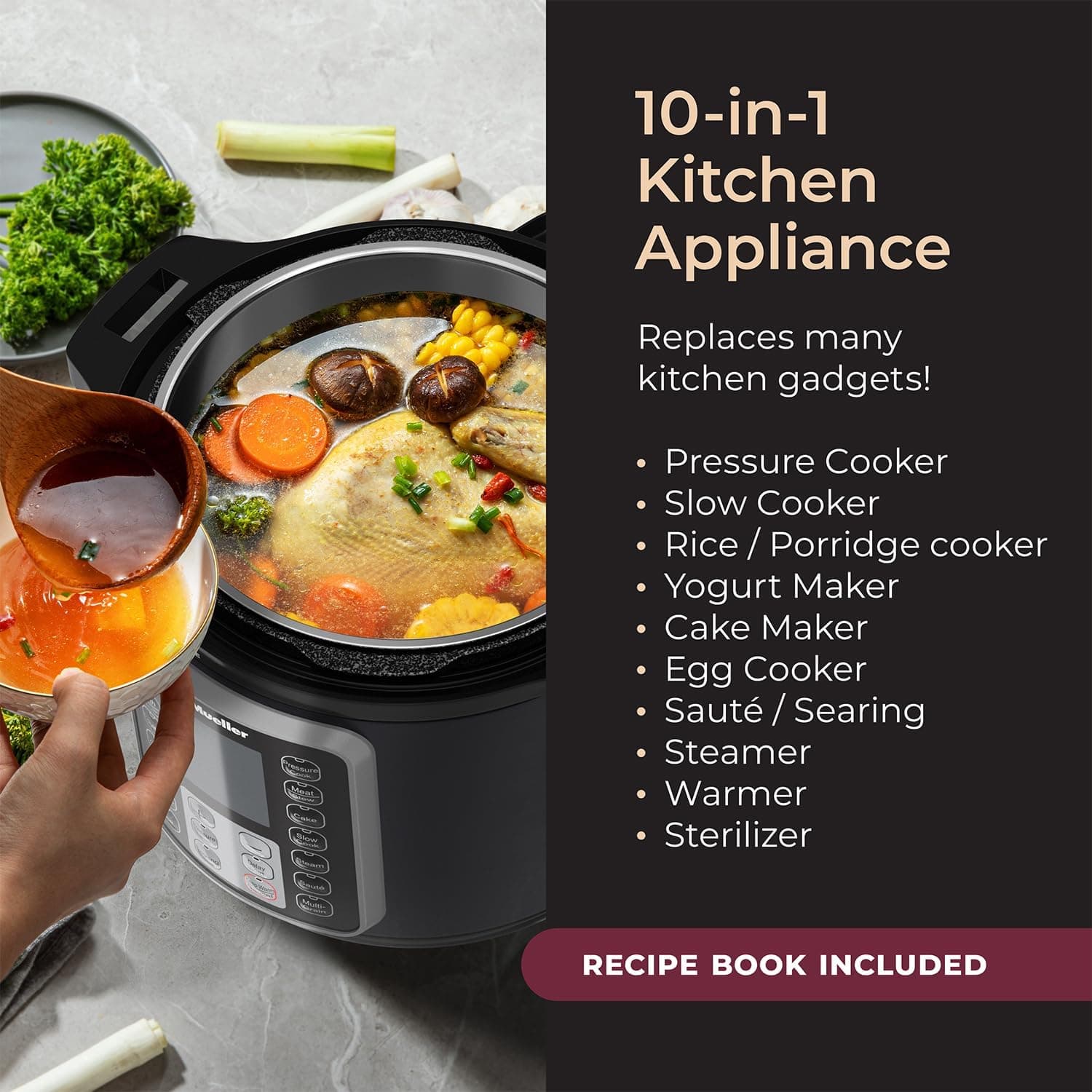 Mueller UltraPot 10-in-1 Electric Pressure Cooker (6 Quart) thumbnail 3