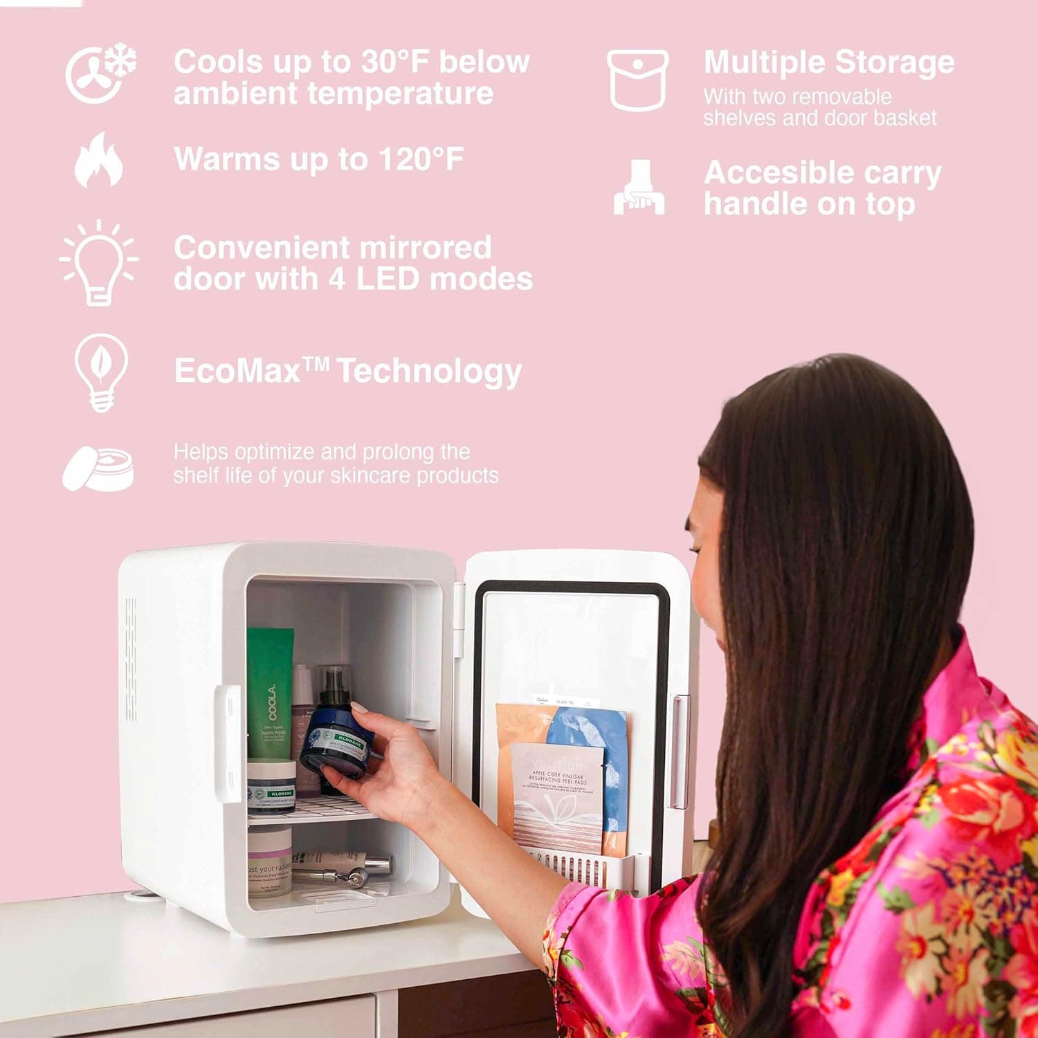 Cooluli Glow 10L Mini Skincare Fridge with Mirror & LED Light thumbnail 5