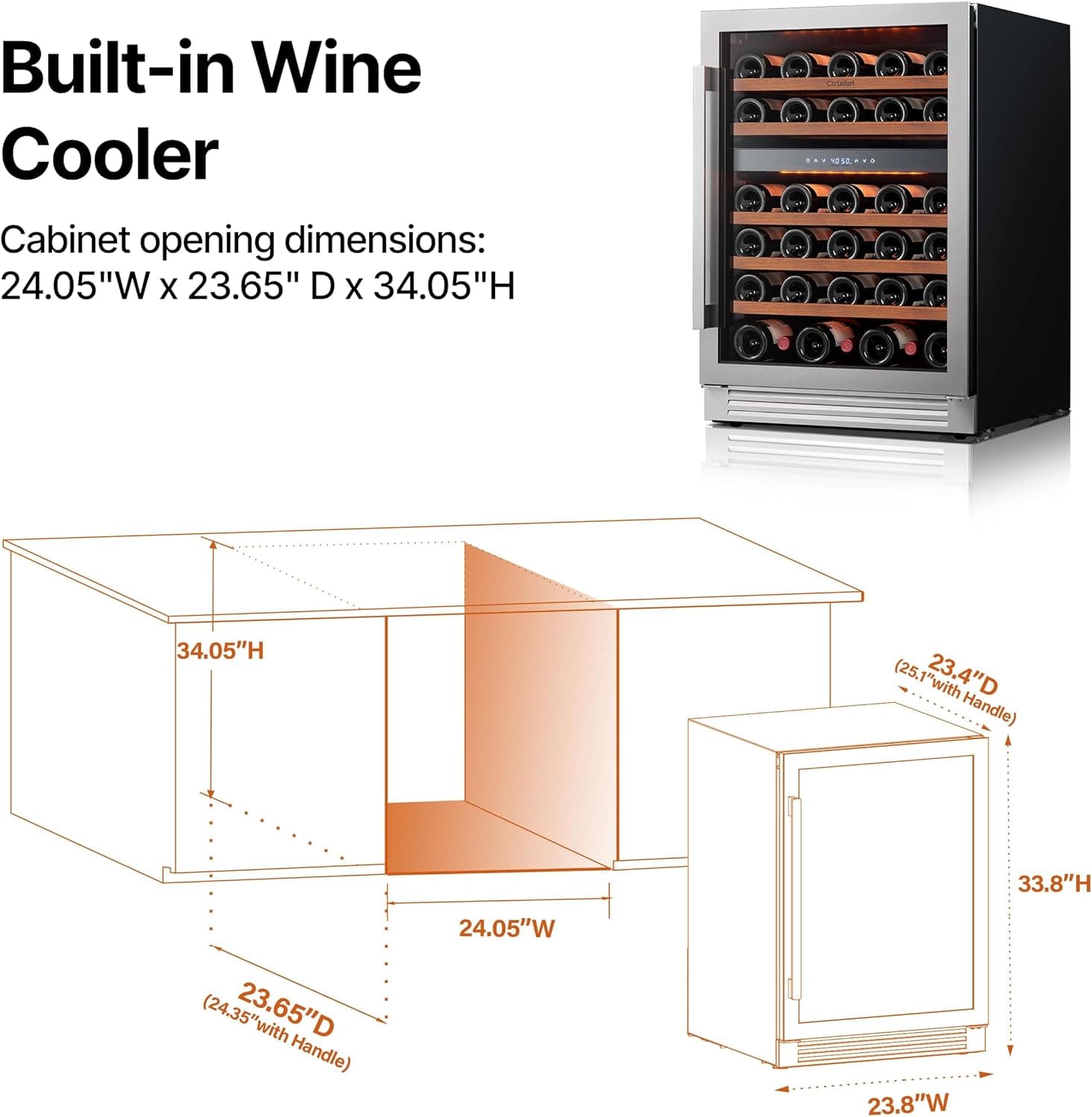 Ca'Lefort 24 Inch 52-Bottle Dual Zone Wine Cooler Refrigerator thumbnail 3