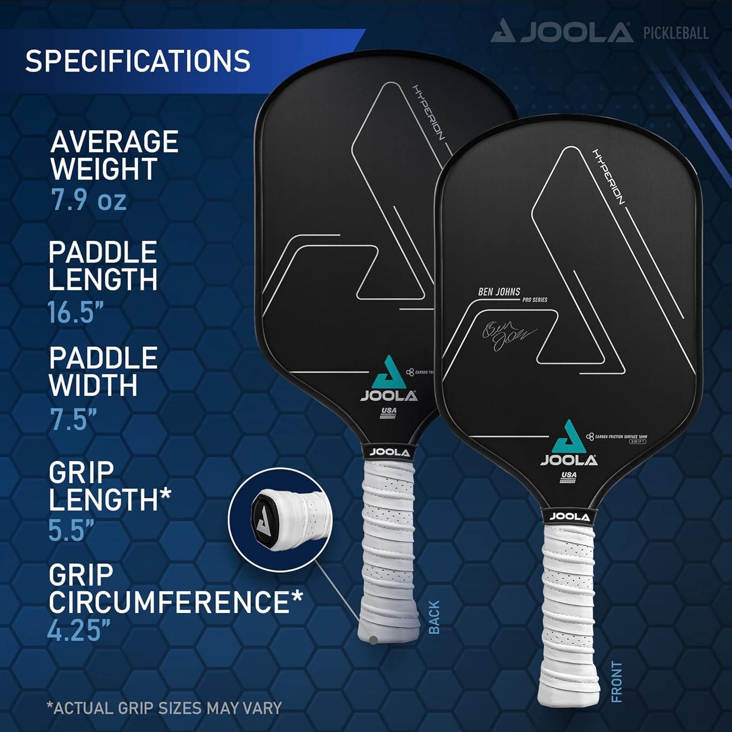 JOOLA Ben Johns Hyperion CFS 16mm Swift Pickleball Paddle thumbnail 5
