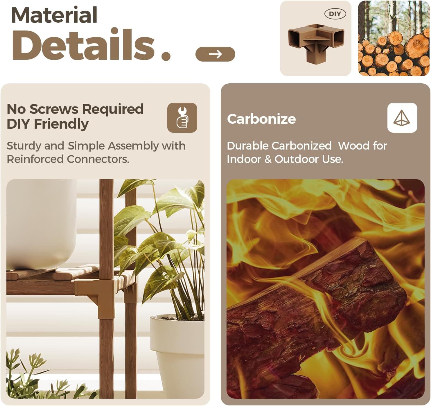 Bamworld 3-Tier Ladder Plant Stand Indoor Outdoor Wood Plant Rack thumbnail 4