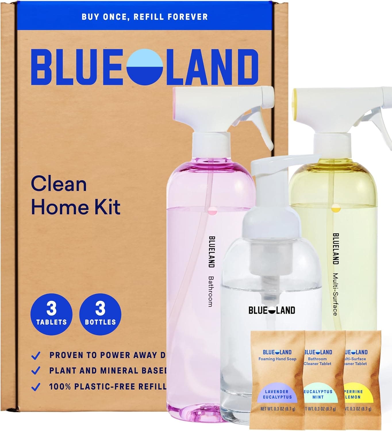 Blueland Clean Home Kit (3 Reusable Bottles + 3 Tablets) - image 1