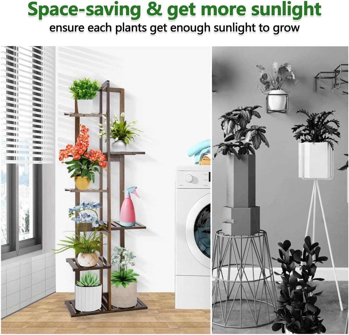 OERGKE Bamboo 6-Tier Plant Stand — 7 Potted Tall Shelf Indoor Outdoor thumbnail 4