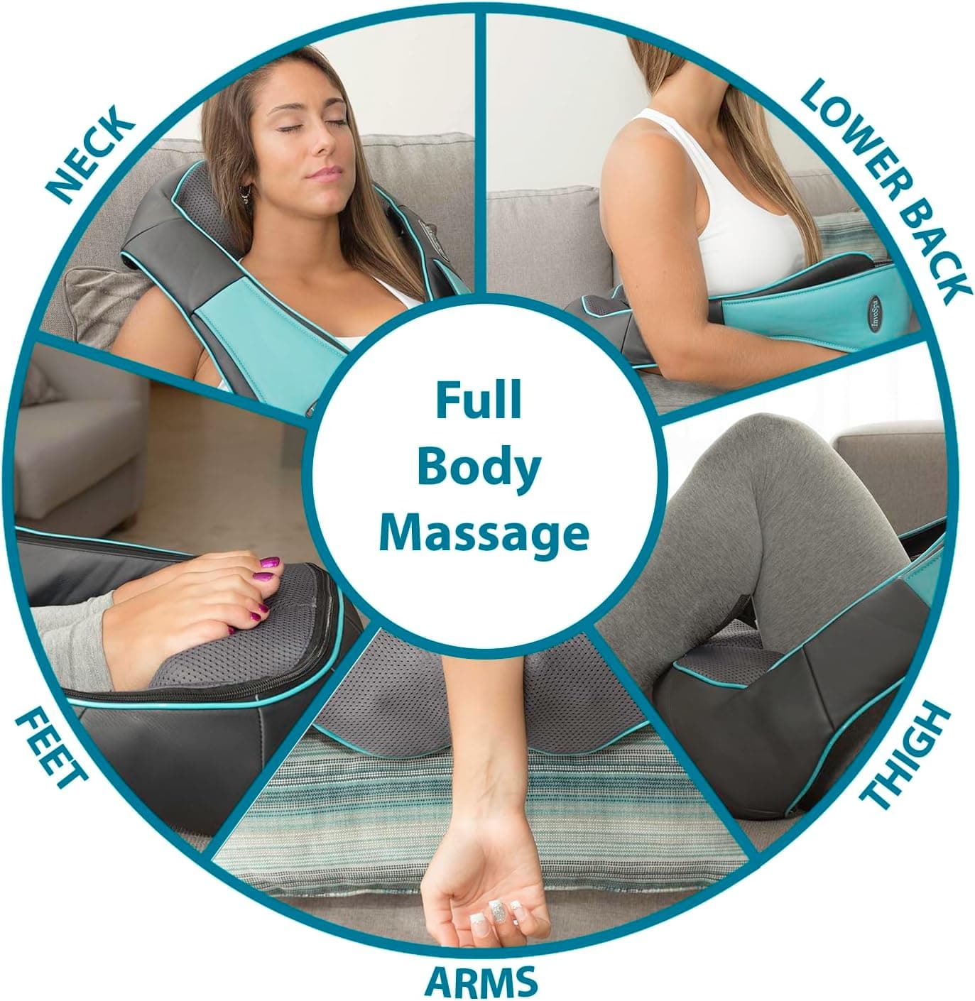 InvoSpa Shiatsu Neck and Back Massager with Heat thumbnail 4