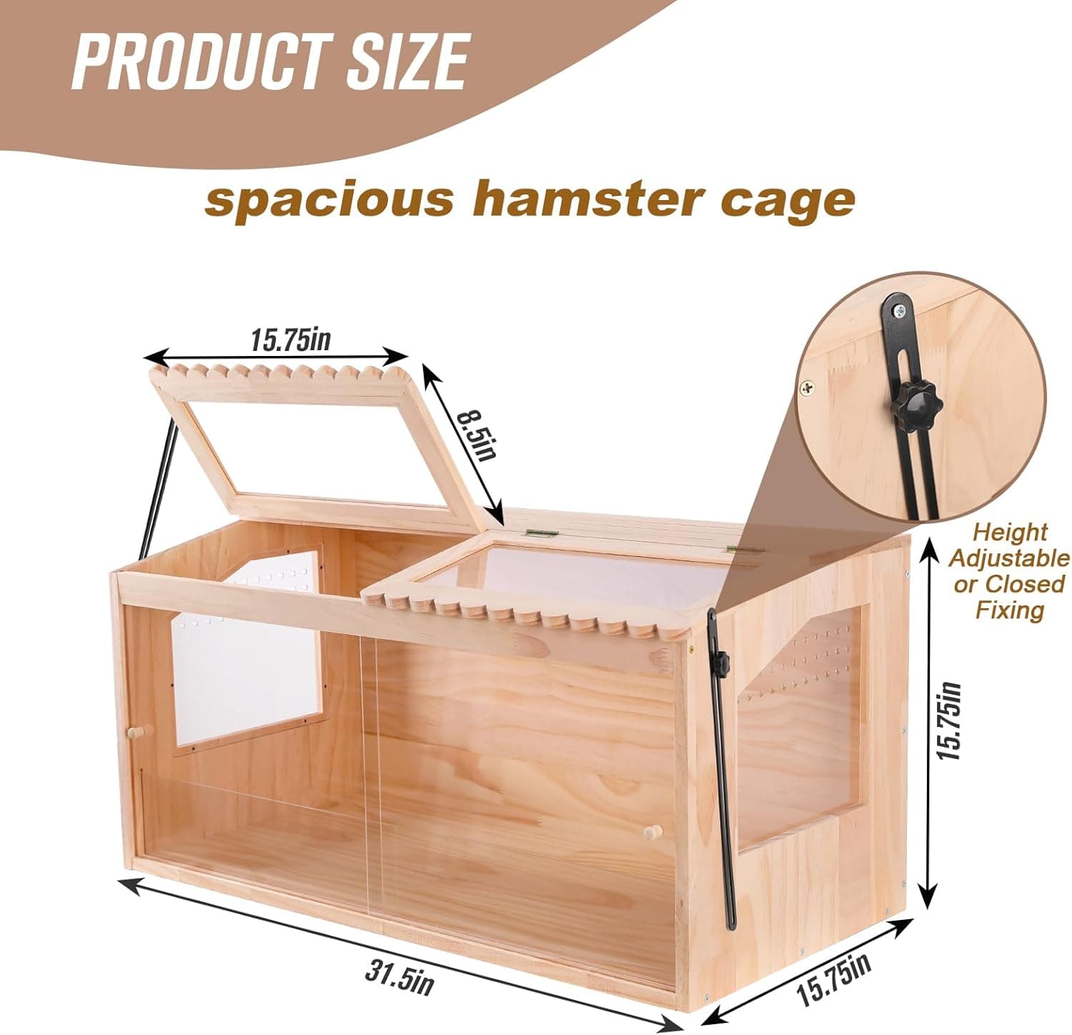 DZWLKJ Wooden Hamster Cage with Lace Window thumbnail 5
