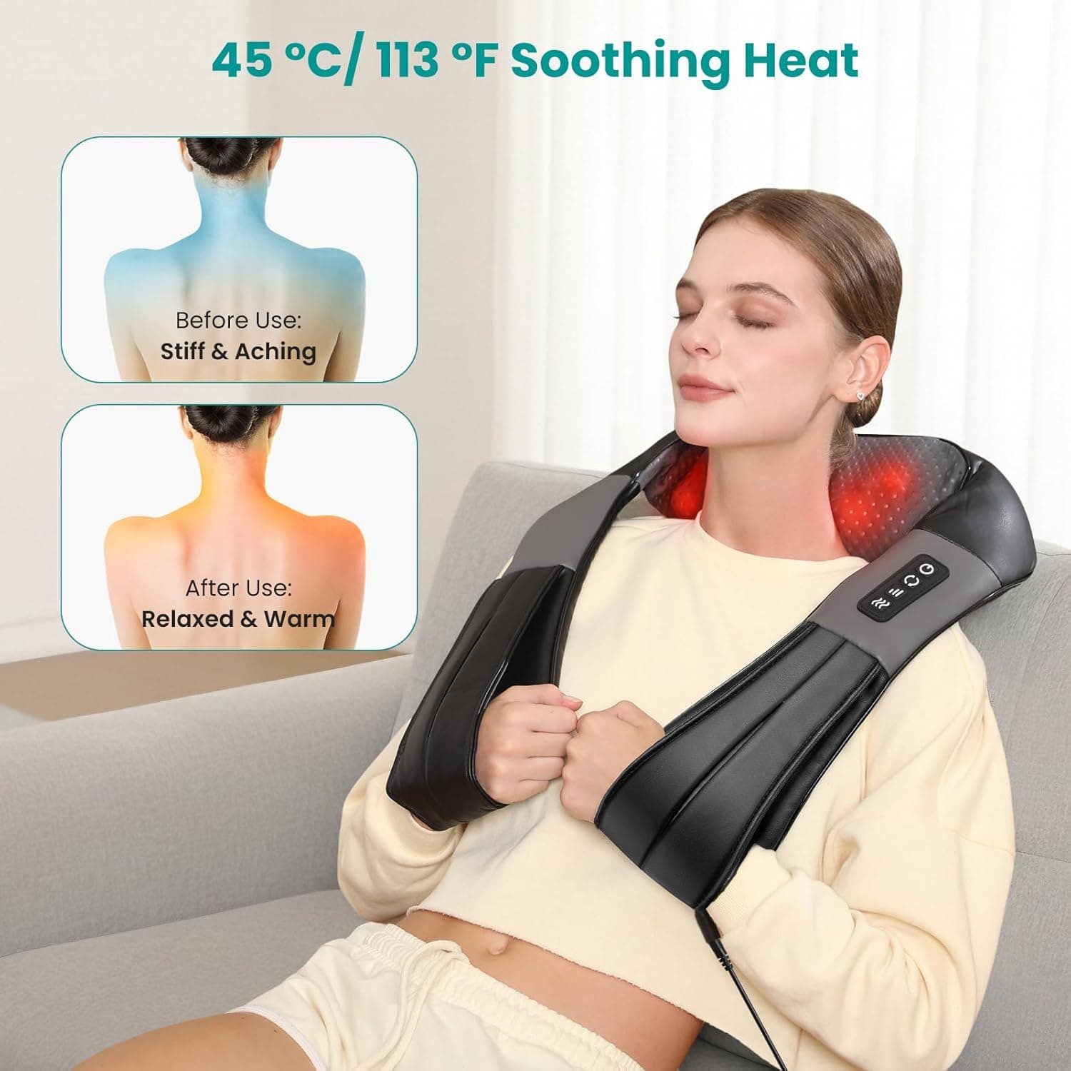 Nekteck Shiatsu Neck and Back Massager with Heat thumbnail 3
