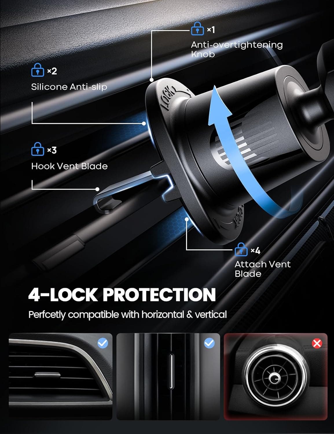 Lamicall Car Vent Phone Mount (Wider Clamp) thumbnail 4