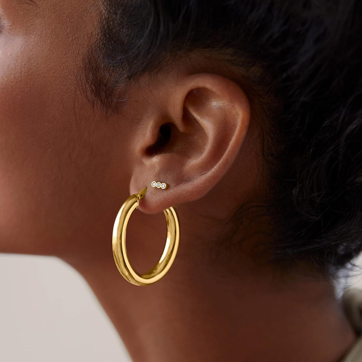 PAVOI 14K Gold Plated Solid 925 Sterling Silver Post CZ Flat Back Earrings thumbnail 2