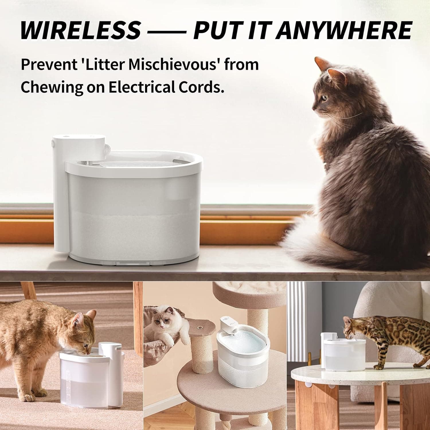 uahpet ZERO Wireless Cat Water Fountain thumbnail 2