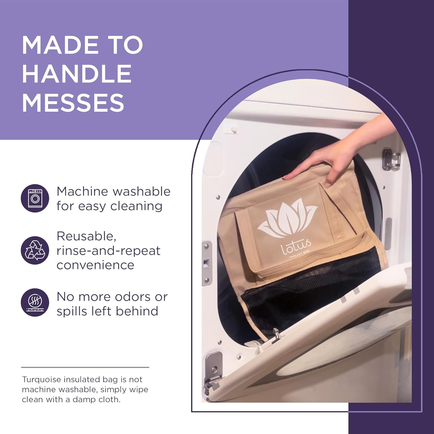 Lotus Trolley Bags Original Reusable Shopping Bags 4-Pack with Insulated Cooler Bag thumbnail 4