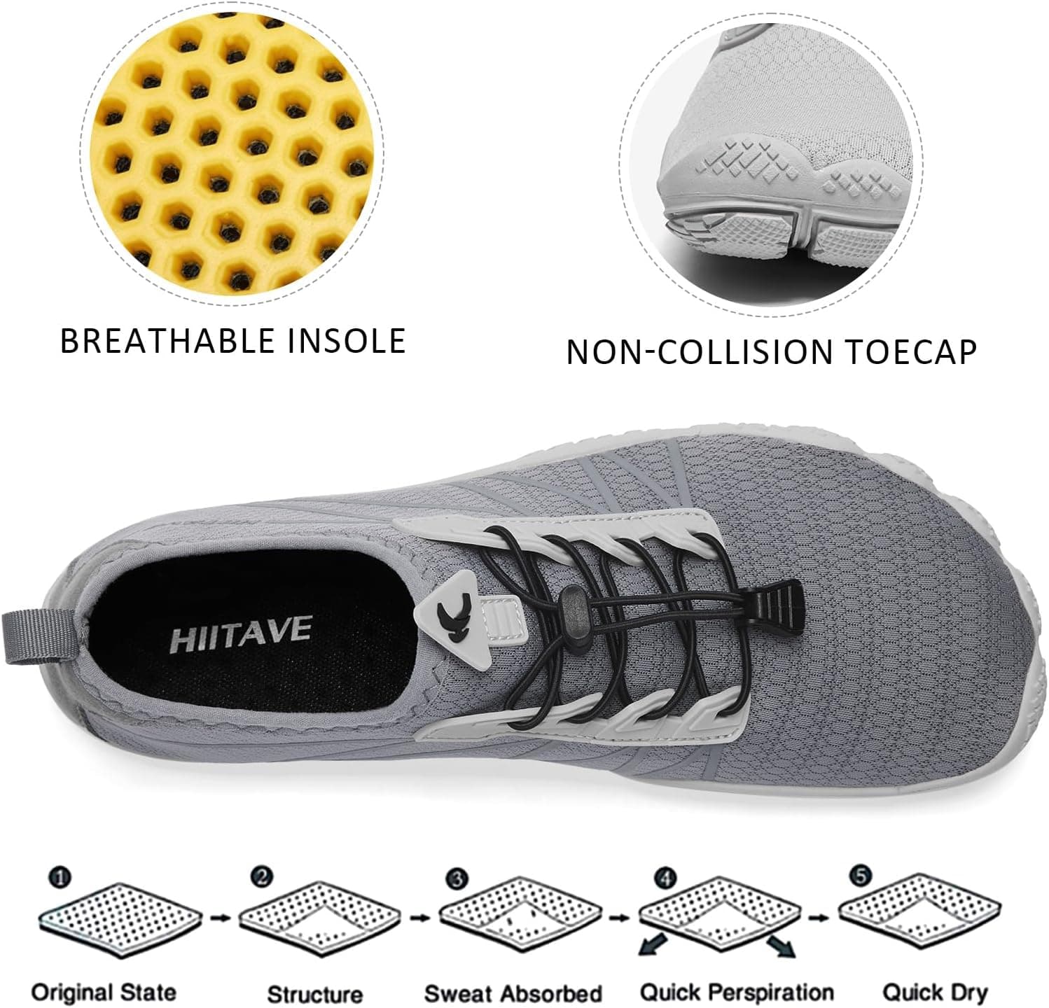 HIITAVE Men's Quick Dry Water Shoes Barefoot Aqua thumbnail 5