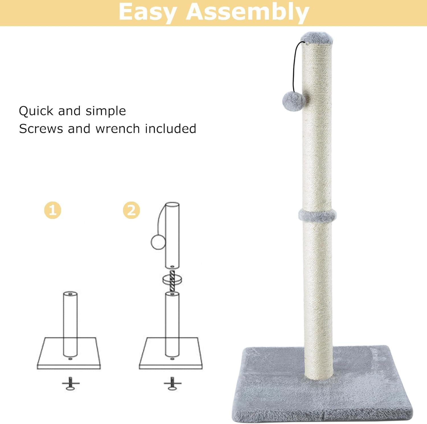 Dimaka 29" Tall Cat Scratching Post with Sisal and Plush thumbnail 5