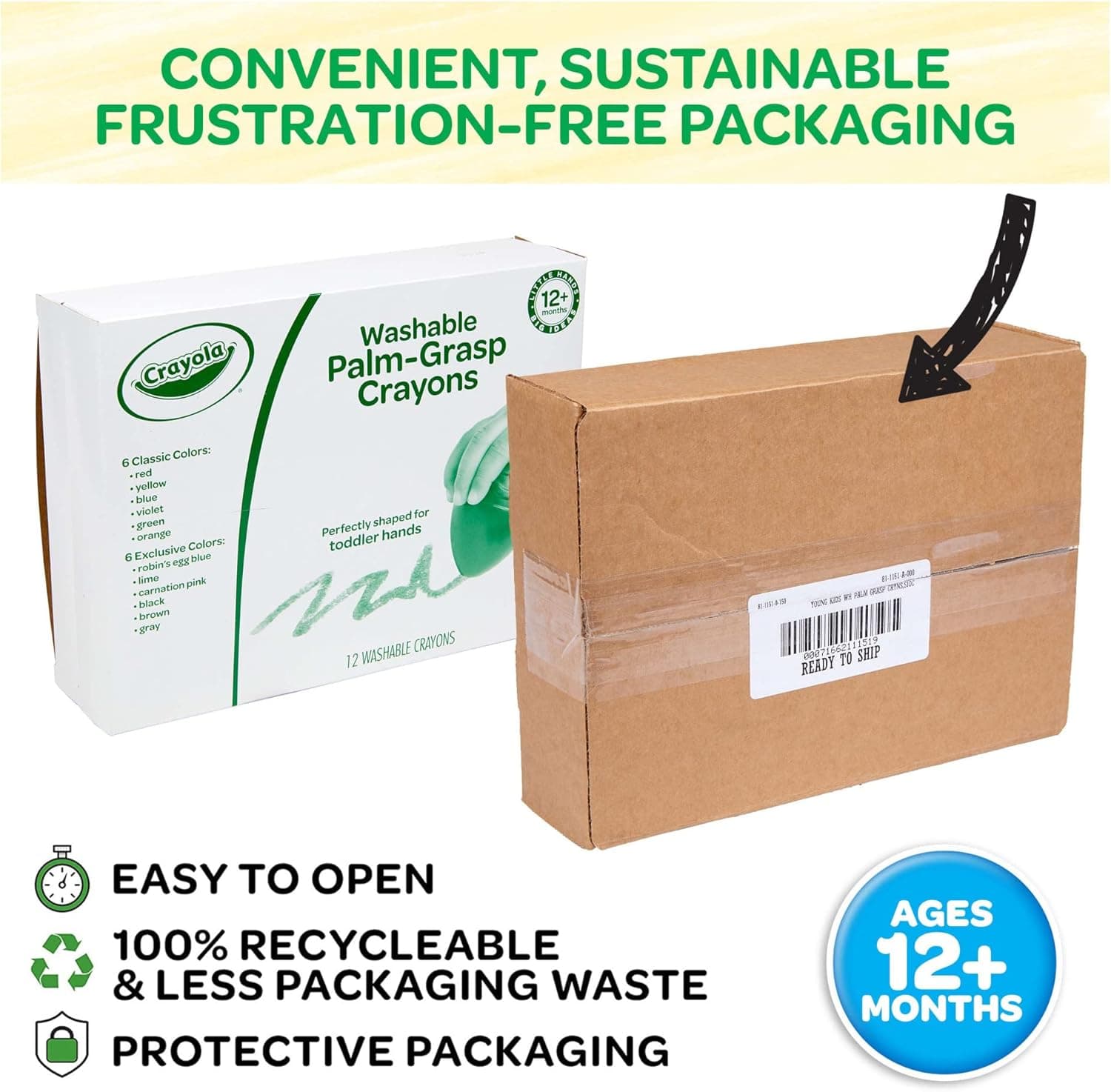 Crayola Large Egg Crayons 12 Count thumbnail 2