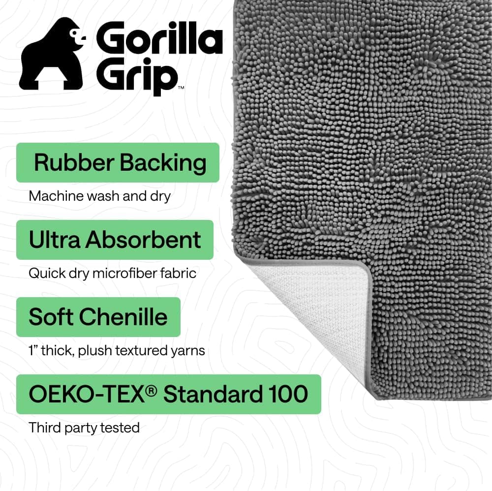 Gorilla Grip Bath Rug Mat 30x20 Thick Chenille thumbnail 2