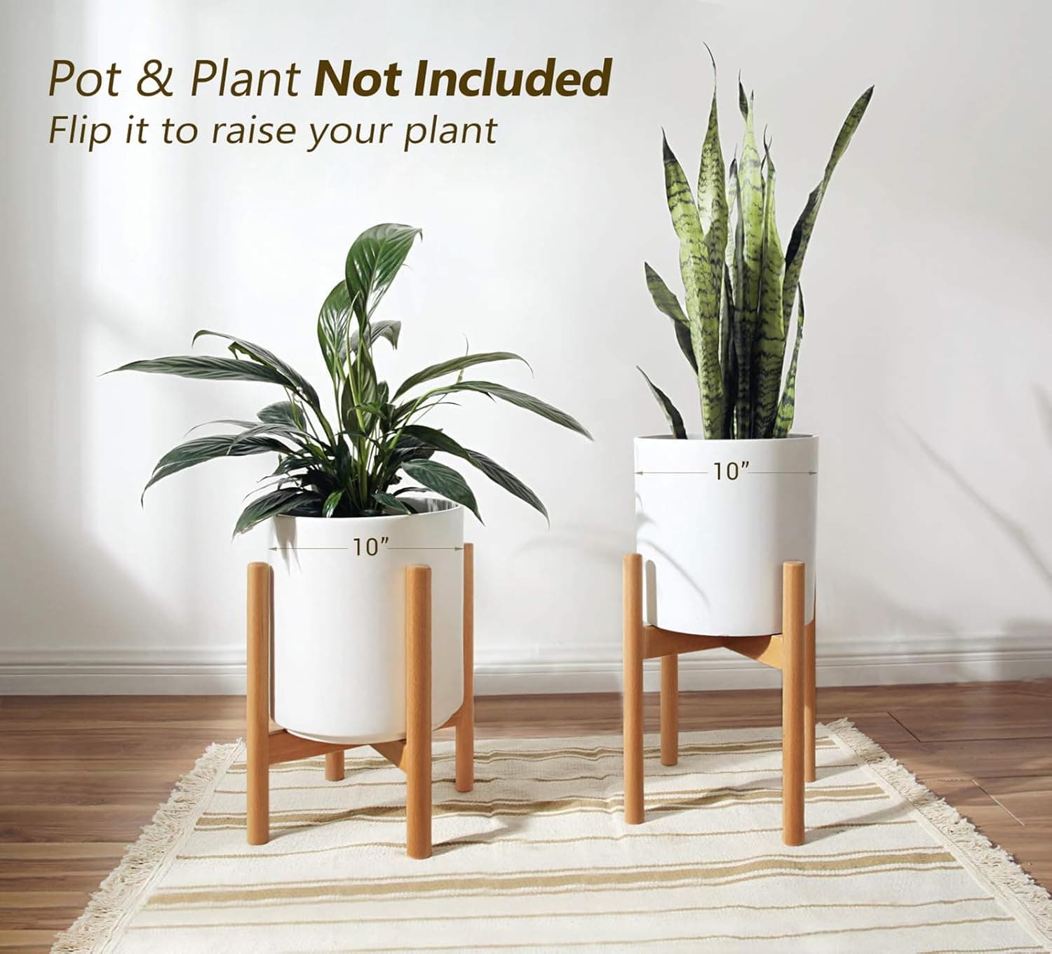 Mkono Mid Century Wood Plant Stand — Single Pot Holder, Up to 10 Inch thumbnail 3