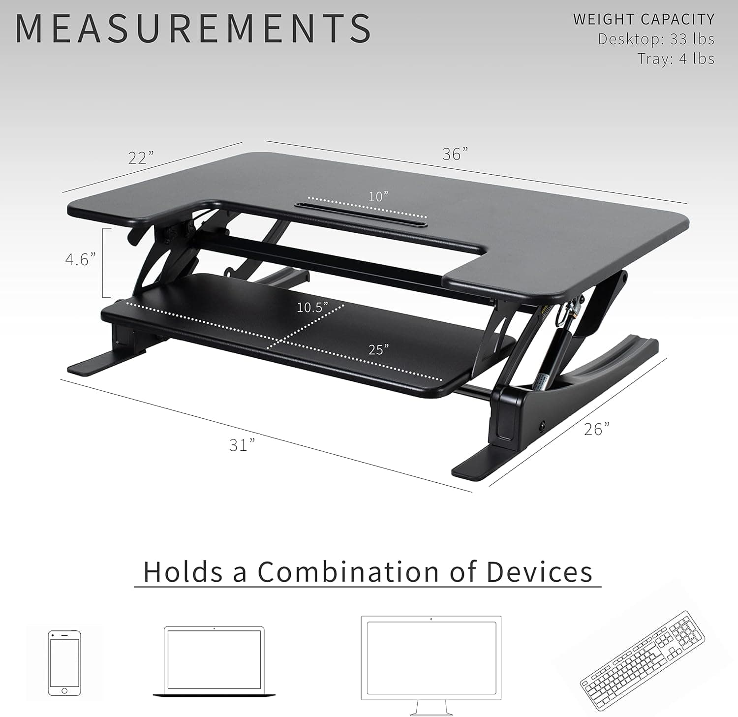 VIVO 36-Inch Height Adjustable Standing Desk Converter V Series thumbnail 3