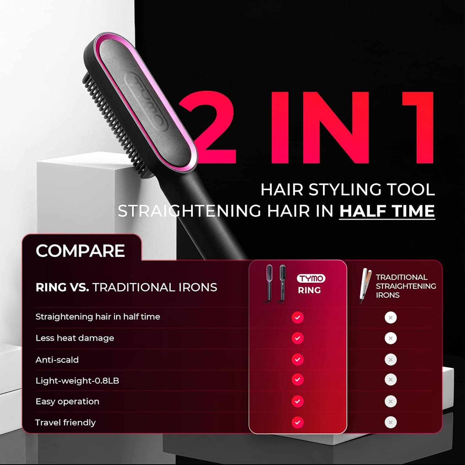 TYMO Ring Hair Straightener Brush thumbnail 3