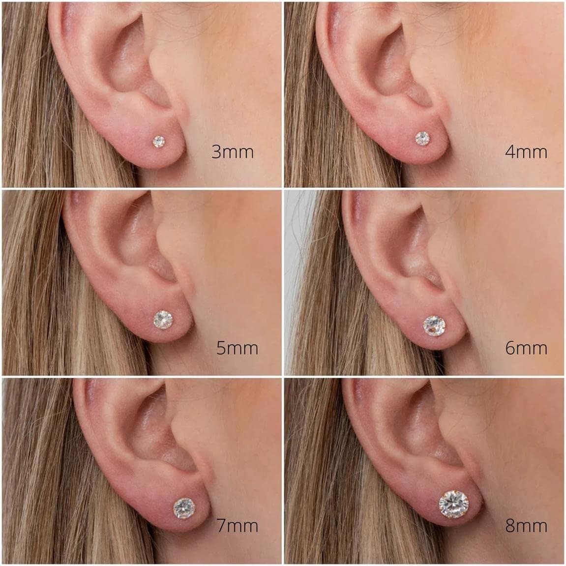 7 Pairs 14K Gold Plated Flat Back CZ Stud Earrings 2-8mm thumbnail 2