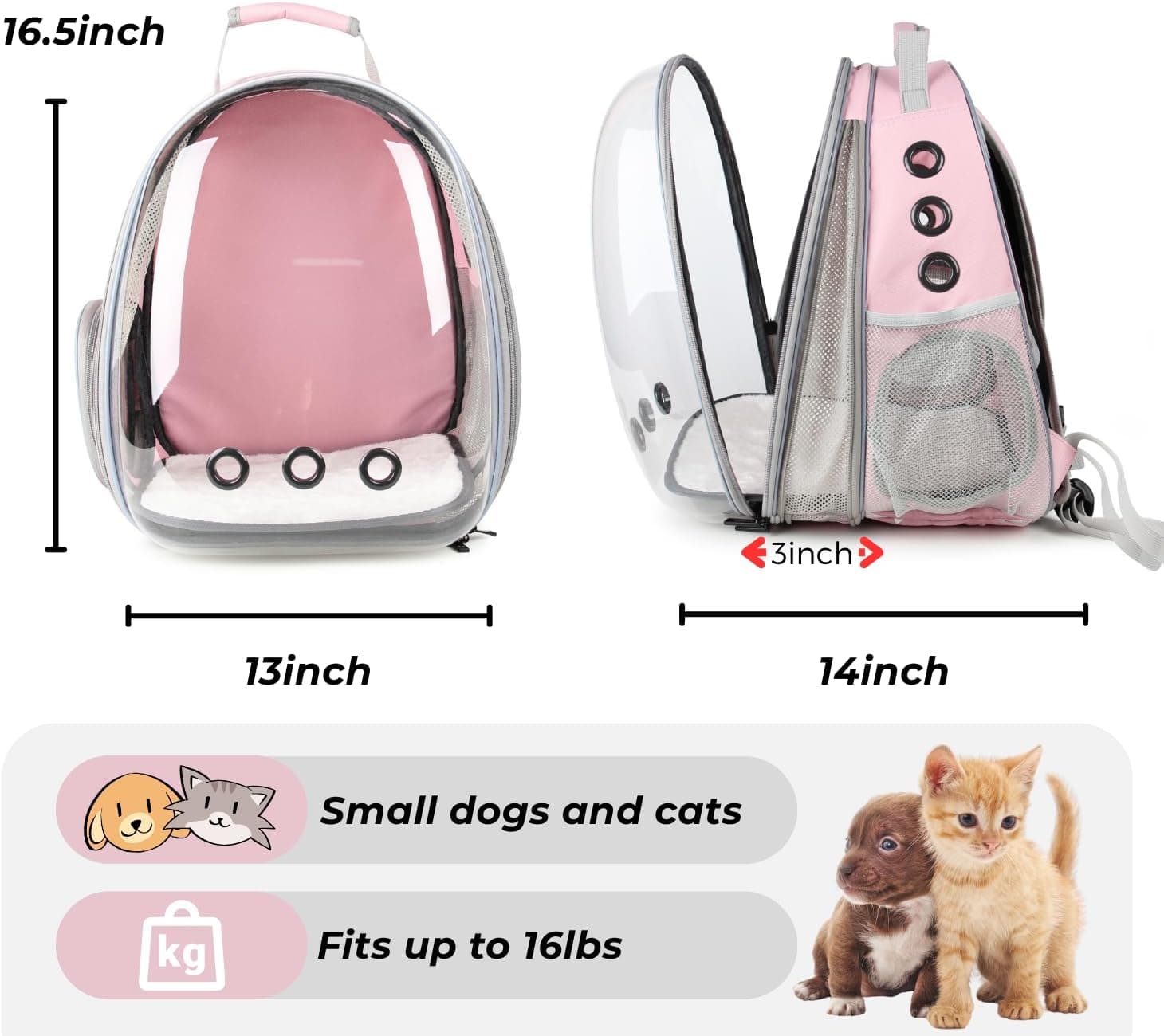 Lollimeow Cat Carrier Backpack Bubble Expandable thumbnail 3