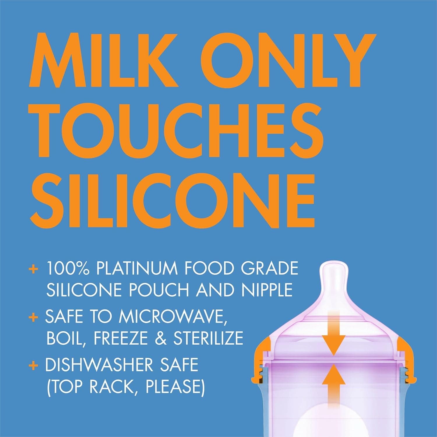 Boon Nursh Reusable Silicone Pouch Bottle (8 oz, 3-Pack) thumbnail 4